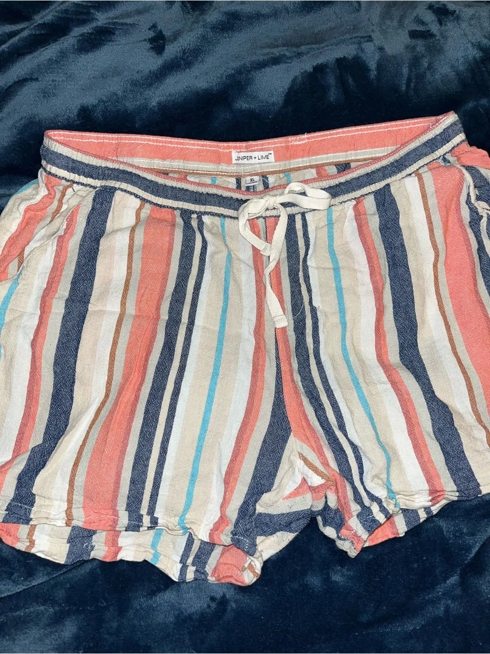 Women’s Casual Drawstring Shorts - Light Blue, Brown, Multicolor Stripe Bundle